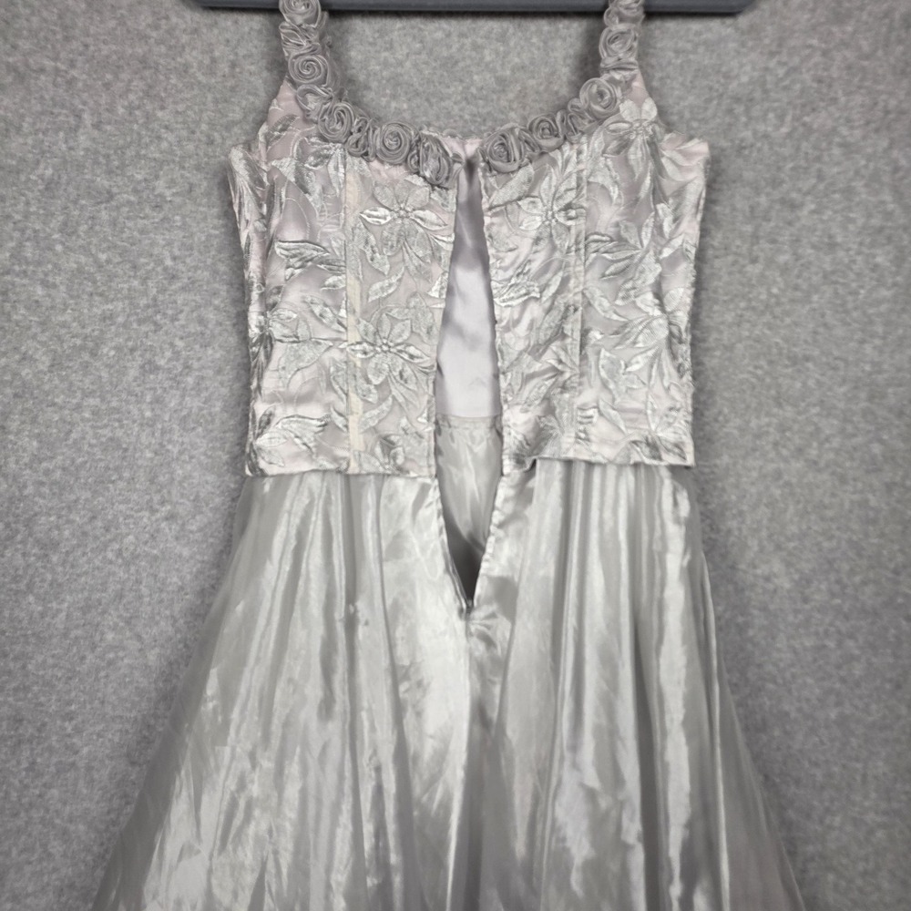 Aspeed USA Dress Womens 4 Silver Floral Embroidered Ball Gown Formal Shawl Prom - Picture 9 of 16